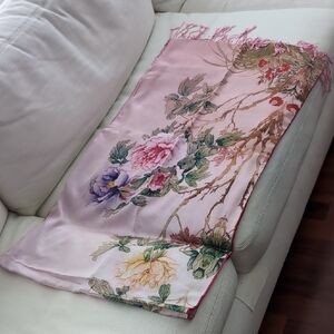 Floral Pink Silk Shaw